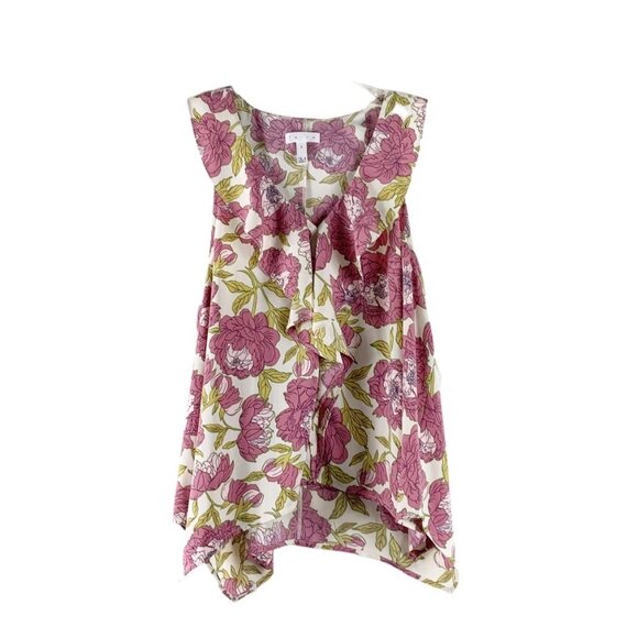 Leith Floral Sleeveless Top Ruffles Racerback Fairy Prairie Cottage Size Small - Picture 2 of 12